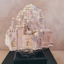Load image into Gallery viewer, Silver Rotating Jerusalem Sculpture on Wooden Base