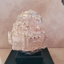 Load image into Gallery viewer, Silver Rotating Jerusalem Sculpture on Wooden Base