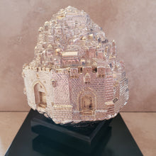 Load image into Gallery viewer, Silver Rotating Jerusalem Sculpture on Wooden Base