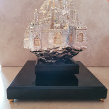 Load image into Gallery viewer, Silver Rotating Jerusalem Sculpture on Wooden Base
