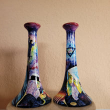 Load image into Gallery viewer, Ceramic Candlesticks and Kiddush Cup
