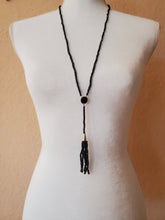 Load image into Gallery viewer, Turquoise, Onyx, or Freshwater Pearl Long Tassel Necklace