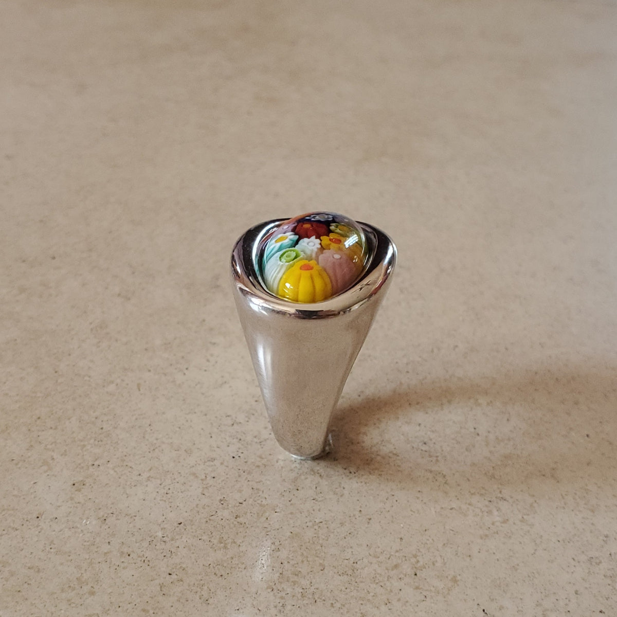 Oval Murano Glass Flower Ring – Matana