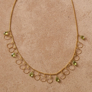 Gold Necklace with Peridot