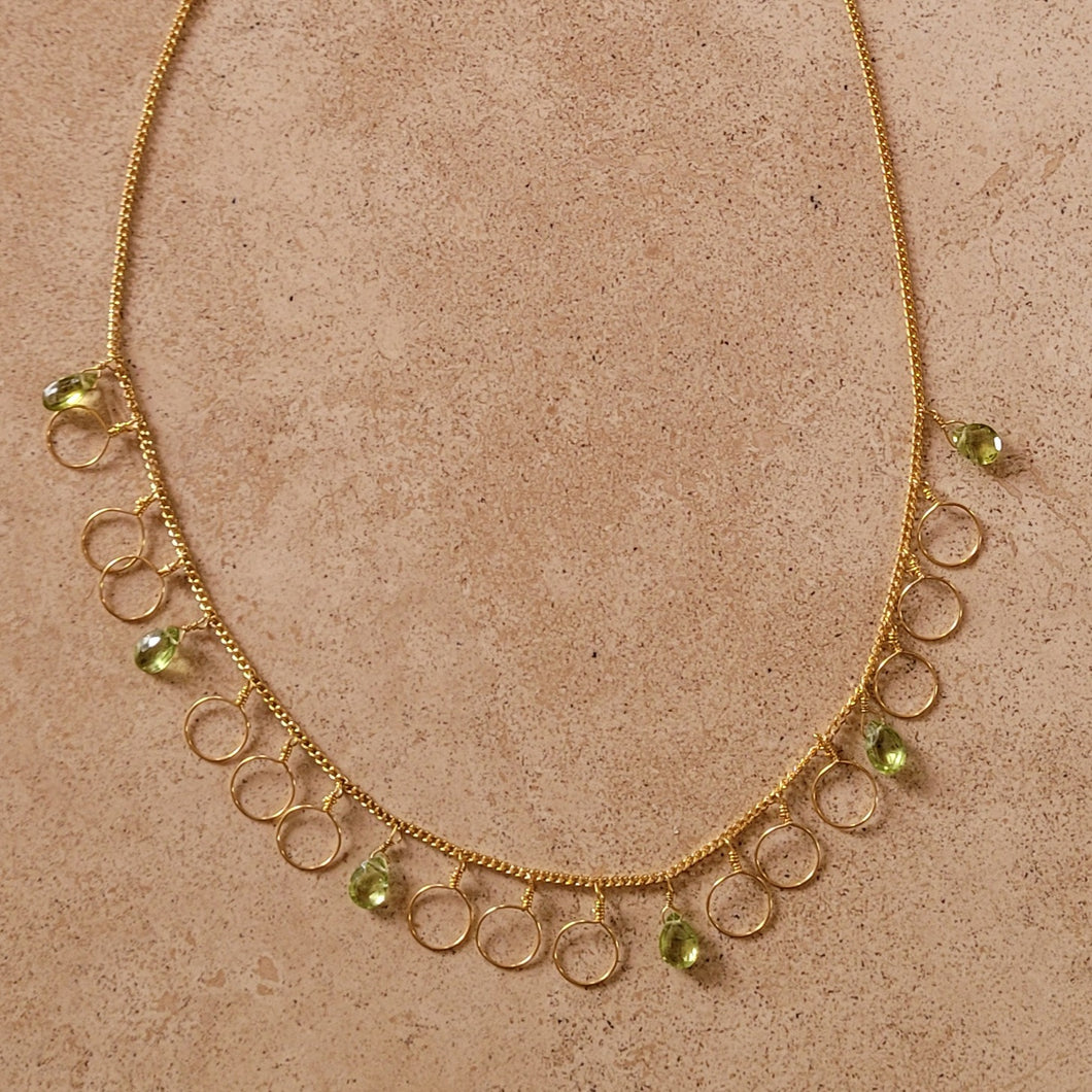Gold Necklace with Peridot