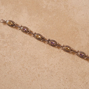 Silver and Gold Bracelet with Semi Precious Stones