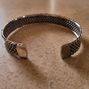Silver Woven Bangle Bracelet
