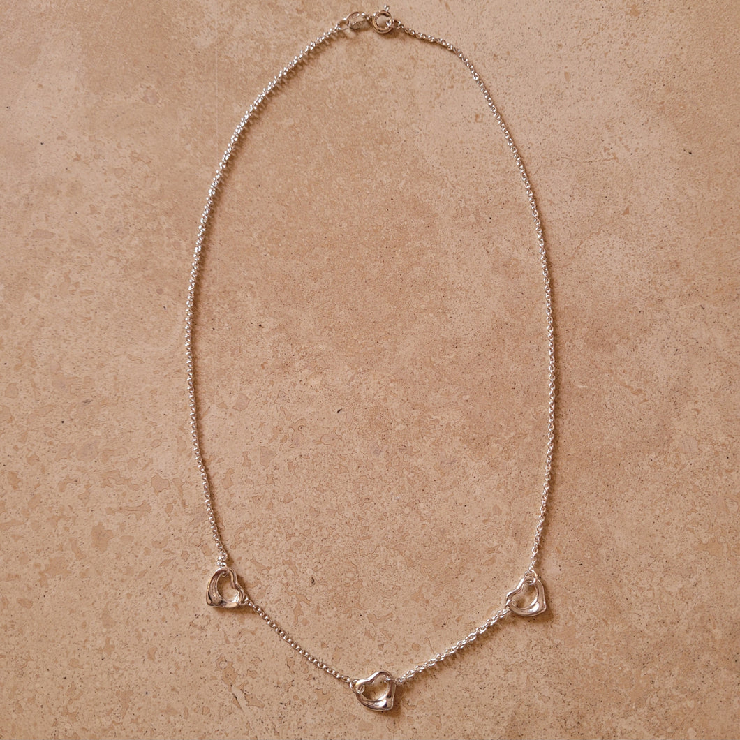 Silver Necklace with Hearts