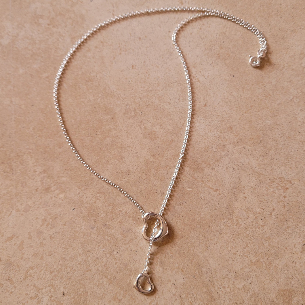 Silver Heart Lariat Necklace