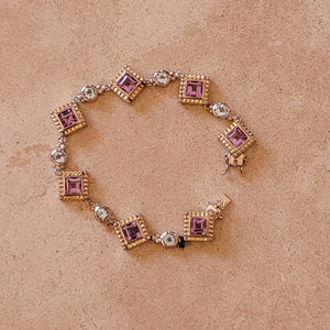 Silver and Gold Bracelet with Semi Precious Stones