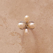Load image into Gallery viewer, Silver Ring with Pearls and CZs
