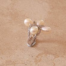 Load image into Gallery viewer, Silver Ring with Pearls and CZs
