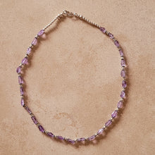 Load image into Gallery viewer, Elongated Amethyst and Silver Necklace
