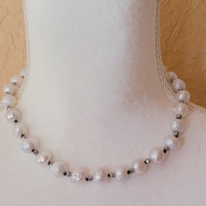 Pearl Necklace with Swarovski Crystals