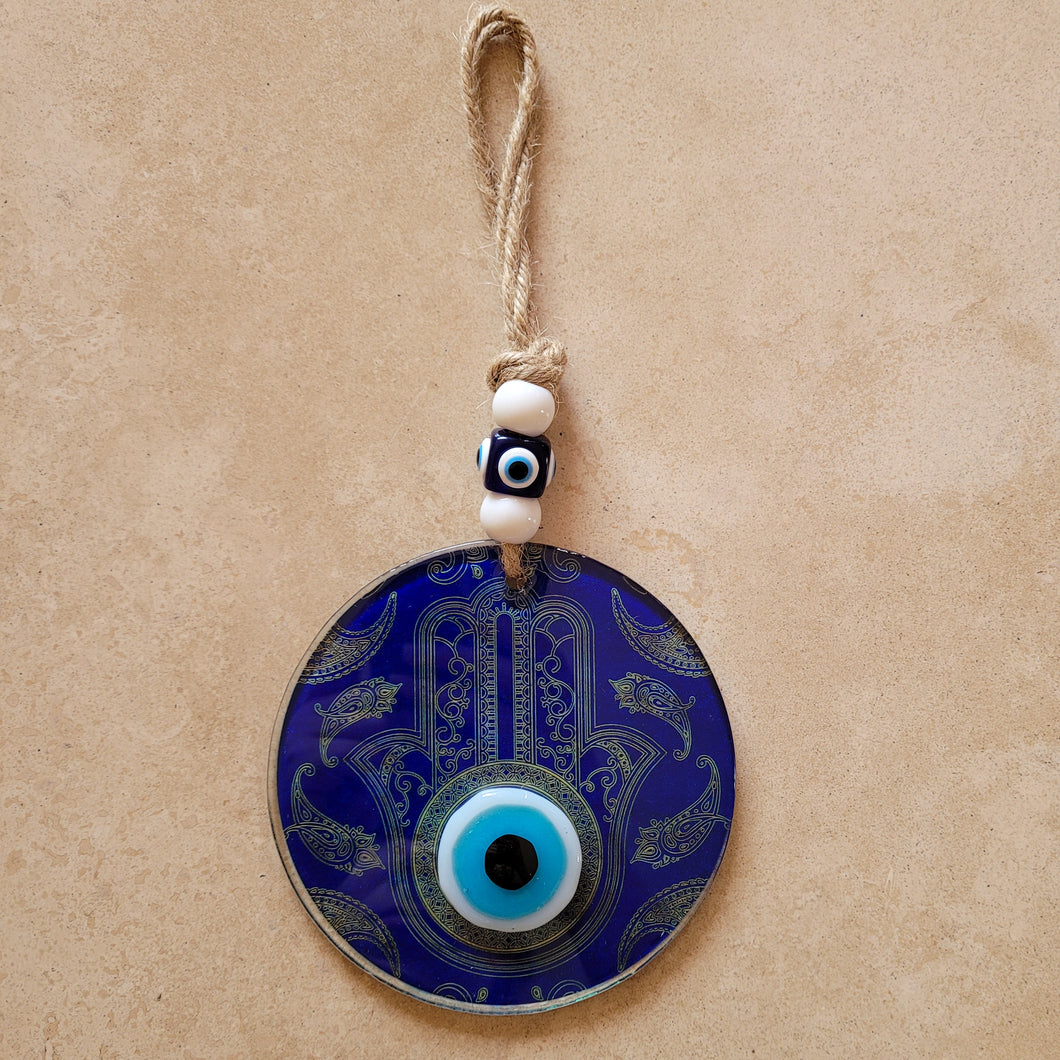 Blue and Gold Hamsa and Evil Eye