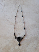 Load image into Gallery viewer, Silver with Black Onyx and Marcasite and Crystals Necklace
