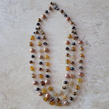 Load image into Gallery viewer, Three Strand Multi Beaded Necklace
