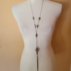 Chalcedony with Crystal and Tassel Necklace