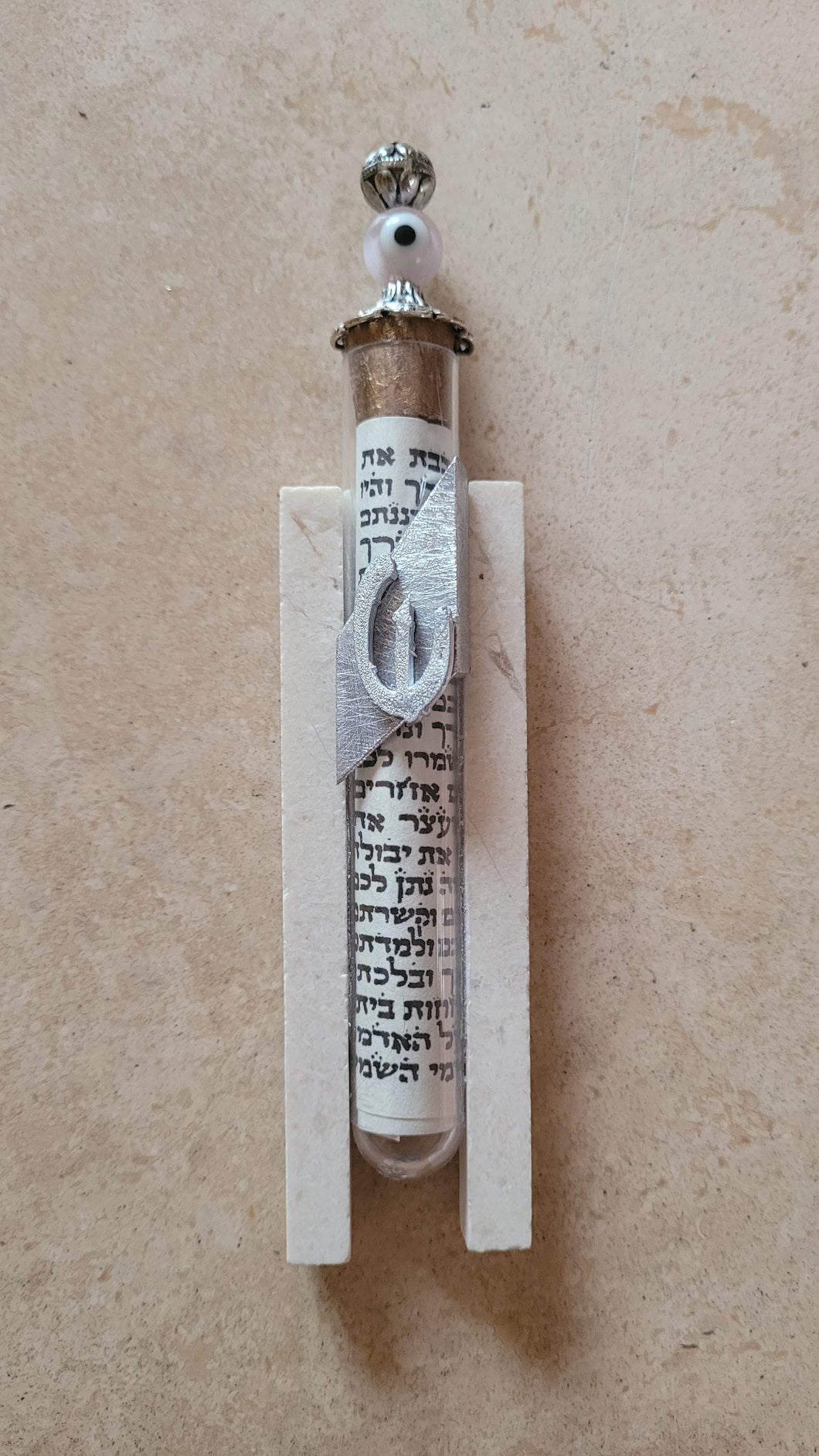 Jerusalem Stone with Tube Mezuzah