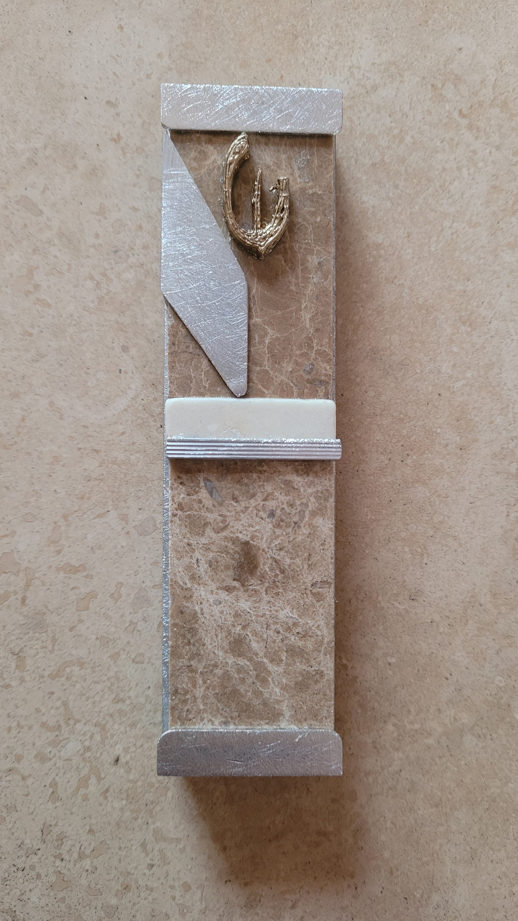 Polished Stone with Brushed Aluminum Mezuzah