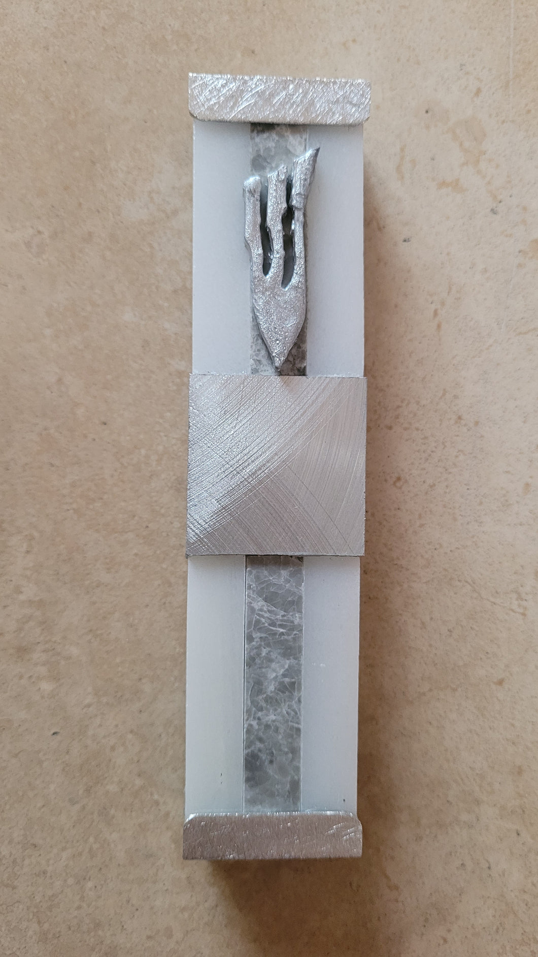 Marble and Brushed Aluminum Mezuzah