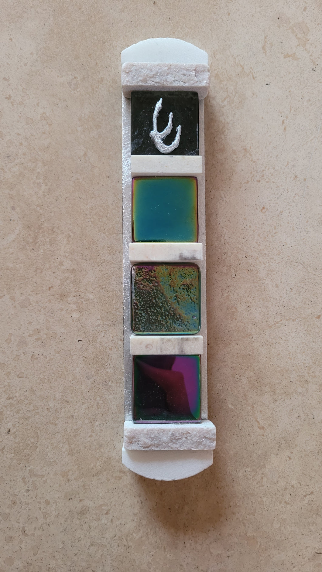 Glass with Jerusalem Stone Mezuzah