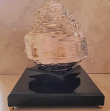 Load and play video in Gallery viewer, Silver Rotating Jerusalem Sculpture on Wooden Base
