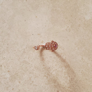 Open Hamsa Ring with Ruby CZ