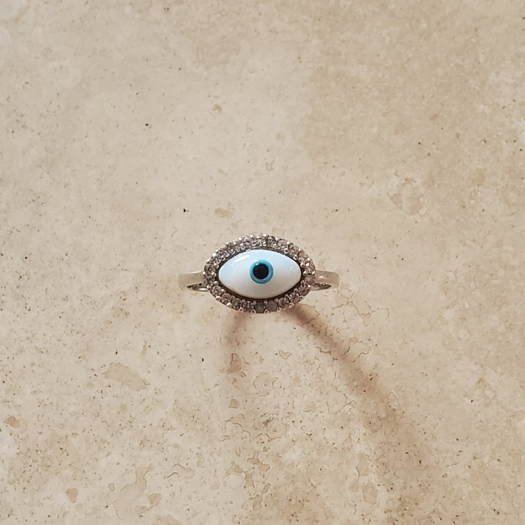 Mother of Pearl Evil Eye Ring