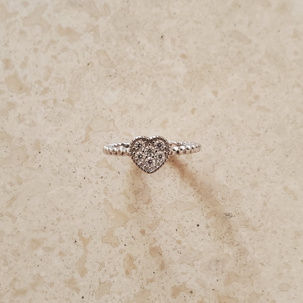 CZ Heart Ring with Bubble Band