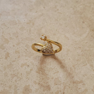 Heart and CZ Open Ring