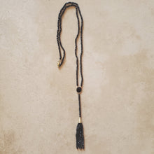 Load image into Gallery viewer, Turquoise, Onyx, or Freshwater Pearl Long Tassel Necklace
