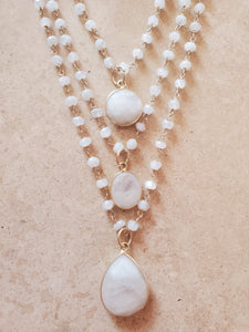 Triple Layer Moonstone Necklace