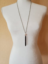 Load image into Gallery viewer, Long Moonstone Necklace with Pearl and Sterling Silver Tassel
