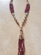 Load image into Gallery viewer, Sterling Silver and Garnet Beaded Tassel Necklace
