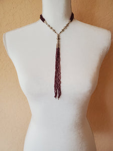 Sterling Silver and Garnet Beaded Tassel Necklace
