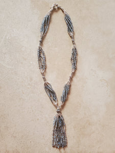 Sterling Silver and Labradorite Beaded Tassel Necklace