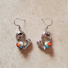 Load image into Gallery viewer, Hanging Double Heart Murano Glass Earrings
