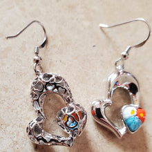 Load image into Gallery viewer, Hanging Double Heart Murano Glass Earrings
