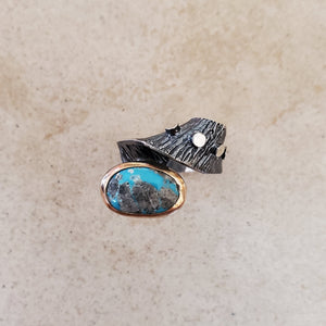 Oxidized Silver and Turquoise Ring