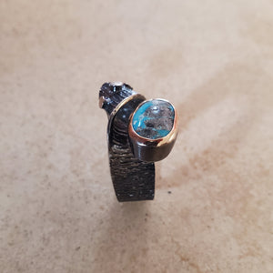Oxidized Silver and Turquoise Ring