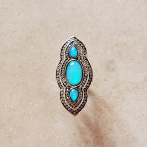 Oxidized Silver and Opal Ring