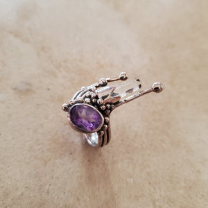 Amethyst and Quartz Ring