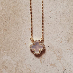 Small Mother of Pearl Four Leaf Clover Necklace
