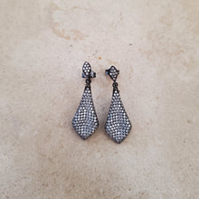 Load image into Gallery viewer, Oxidized Silver and CZ Drop Earrings
