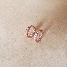 Load image into Gallery viewer, Rose Gold and CZ Huggie Earrings
