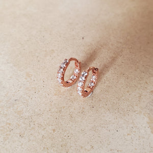 Rose Gold and CZ Huggie Earrings