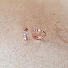 Load image into Gallery viewer, Rose Gold and CZ Huggie Earrings
