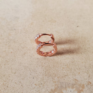 Rose Gold and CZ Huggie Earrings