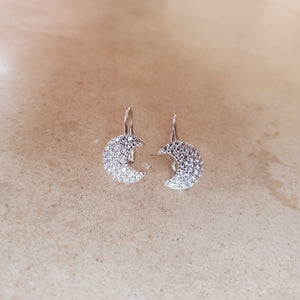 CZ Moon Earrings with French Back
